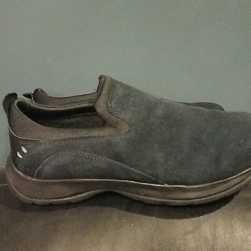 Lands End suede navy slide-on loafer shoes 8.5B